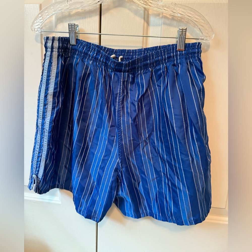Adidas Vintage Blue Striped Shorts - Picture 3 of 5